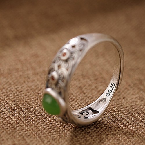 925 Silver Hetian Cyan Jade Harmony Ring 925 Silver Hetian Cyan Jade Harmony Ring