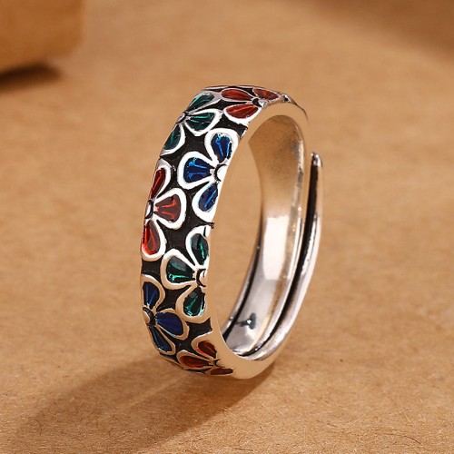 Colorful Plum Blossom Copper Ring Colorful Plum Blossom Copper Ring