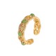 925 Silver Plated Gold Cyan Jade Success Ring