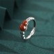 925 Silver Red Agate Gourd Coin Self-acceptance Ring