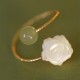14K Gold Plated Tridacna Stone Rose Flower Jade Blessing Ring 14K Gold Plated Tridacna Stone Rose Flower Jade Blessing Ring