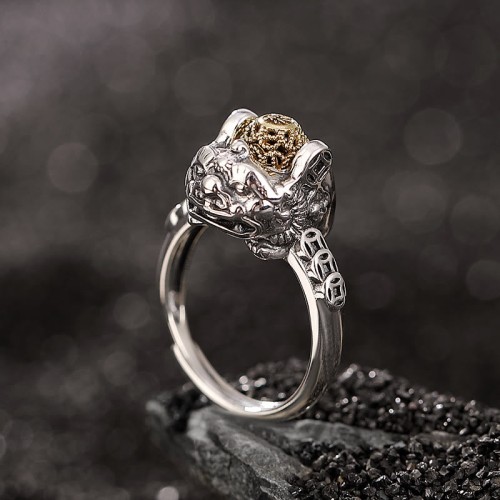 925 Silver PiXiu Copper Coin Wealth Ring 925 Silver PiXiu Copper Coin Wealth Ring