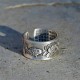 999 Sterling Silver Koi Lotus Heart Sutra Ring