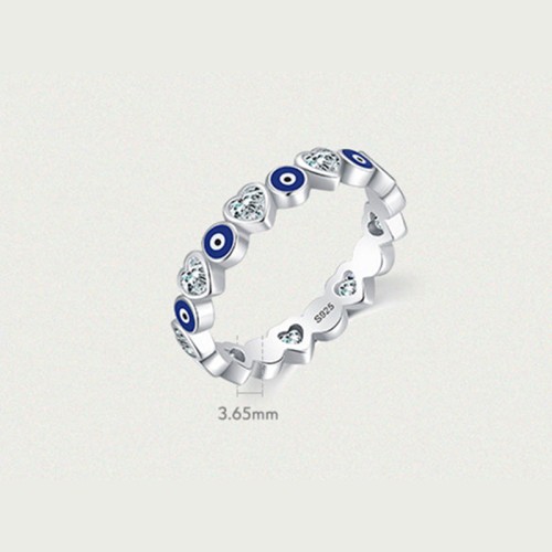 925 Silver Evil Eye Heart Zircon Blessing Ring 925 Silver Evil Eye Heart Zircon Blessing Ring