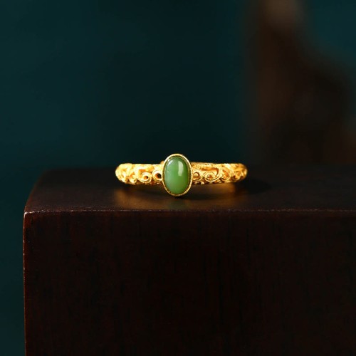 Auspicious Cloud Cyan Jade Luck Ring Auspicious Cloud Cyan Jade Luck Ring
