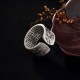 999 Sterling Silver Koi Lotus Heart Sutra Ring