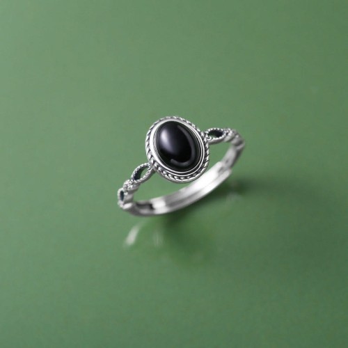 925 Sterling Silver Black Onyx Fortune Ring 925 Sterling Silver Black Onyx Fortune Ring