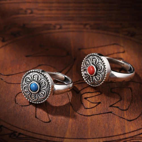 Tibetan Om Mani Padme Hum Peace Rotatable Ring
