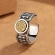 Tibetan Om Mani Padme Hum Copper Coin Rotatable Ring