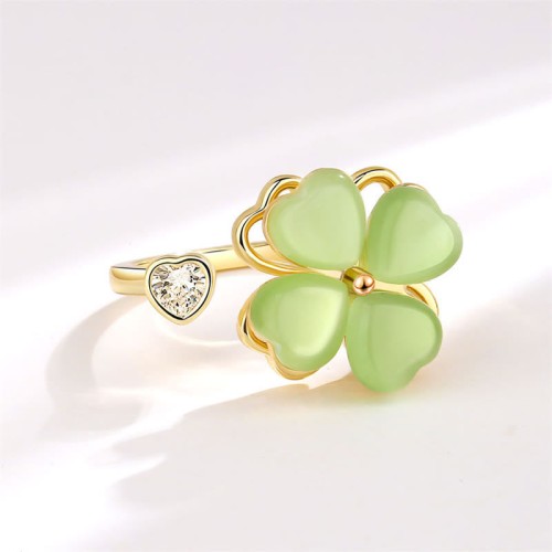 Cat's Eye Clover Zircon Love Rotatable Ring Cat's Eye Clover Zircon Love Rotatable Ring