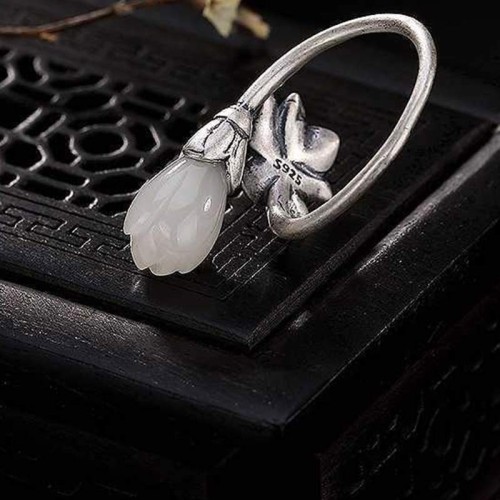 Jade Lotus Copper Healing Adjustable Ring