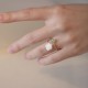 14K Gold Plated Tridacna Stone Rose Flower Jade Blessing Ring 14K Gold Plated Tridacna Stone Rose Flower Jade Blessing Ring