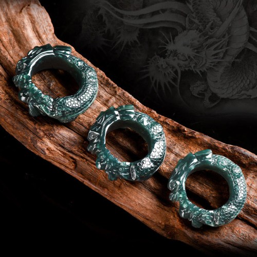 Natural Cyan Jade Dragon Success Ring Natural Cyan Jade Dragon Success Ring