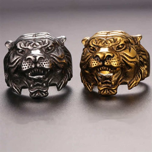 Men's Tiger Head Titanium Steel Punk Rock Ring Men's Tiger Head Titanium Steel Punk Rock Ring
