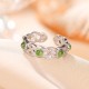 925 Silver Plated Gold Cyan Jade Success Ring