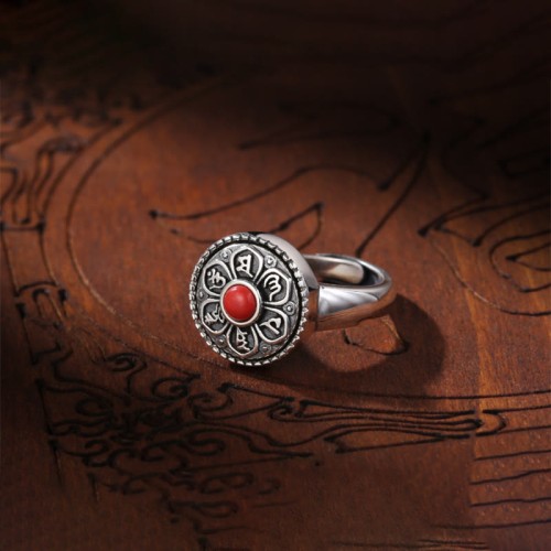 Tibetan Om Mani Padme Hum Peace Rotatable Ring