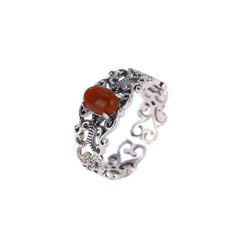 925 Sterling Silver Red Agate Calm Ring 925 Sterling Silver Red Agate Calm Ring
