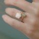 14K Gold Plated Tridacna Stone Rose Flower Jade Blessing Ring 14K Gold Plated Tridacna Stone Rose Flower Jade Blessing Ring