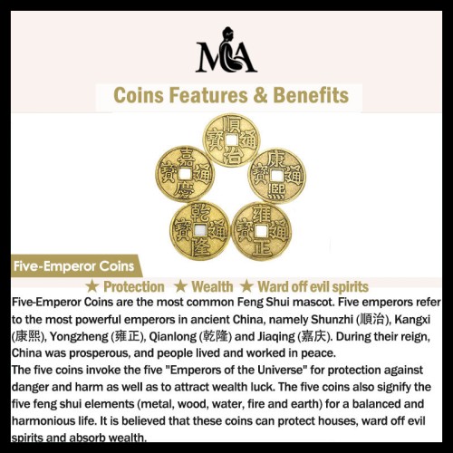 Feng Shui Five Emperor Coins Wealth Ring Feng Shui Five Emperor Coins Wealth Ring
