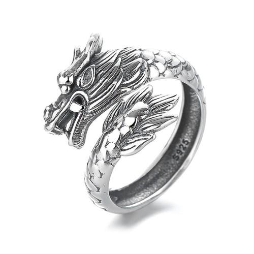 925 Sterling Silver Year of the Dragon Luck Ring