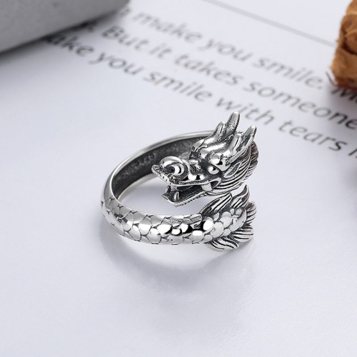 925 Sterling Silver Year of the Dragon Luck Ring