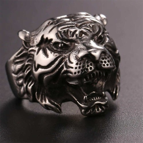 Men's Tiger Head Titanium Steel Punk Rock Ring Men's Tiger Head Titanium Steel Punk Rock Ring