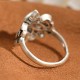 925 Silver Peacock Hetian Cyan Jade Fortune Adjustable Ring