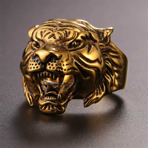 Men's Tiger Head Titanium Steel Punk Rock Ring Men's Tiger Head Titanium Steel Punk Rock Ring