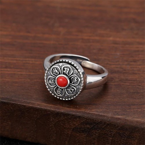 Tibetan Om Mani Padme Hum Peace Rotatable Ring