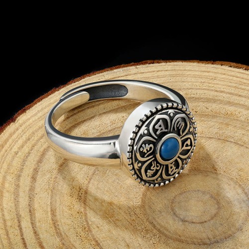 Tibetan Om Mani Padme Hum Peace Rotatable Ring