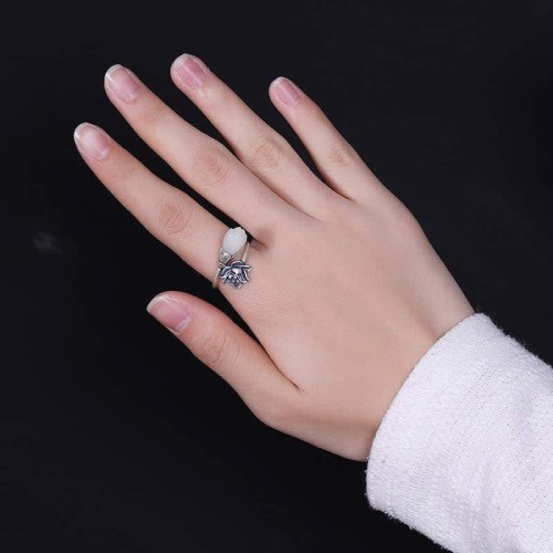 Jade Lotus Copper Healing Adjustable Ring
