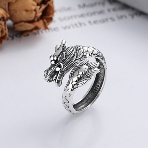 925 Sterling Silver Year of the Dragon Luck Ring