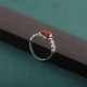 925 Silver Red Agate Gourd Coin Self-acceptance Ring