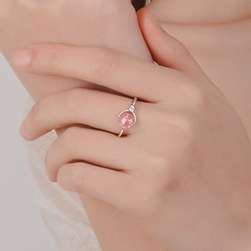 Pink Crystal Soothing Rotatable Ring