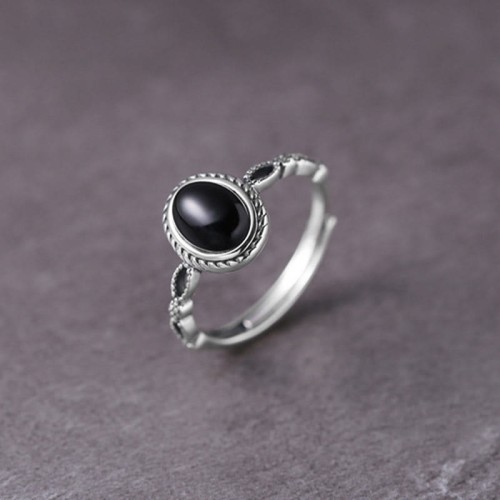 925 Sterling Silver Black Onyx Fortune Ring 925 Sterling Silver Black Onyx Fortune Ring