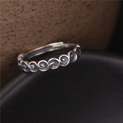 925 Silver Auspicious Clouds Engraved Ring 925 Silver Auspicious Clouds Engraved Ring