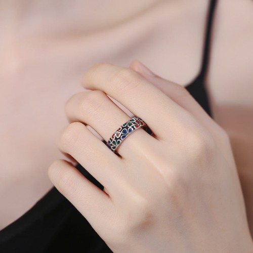 Colorful Plum Blossom Copper Ring Colorful Plum Blossom Copper Ring