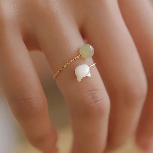 Tridacna Stone Cat Head Blessing Ring Tridacna Stone Cat Head Blessing Ring