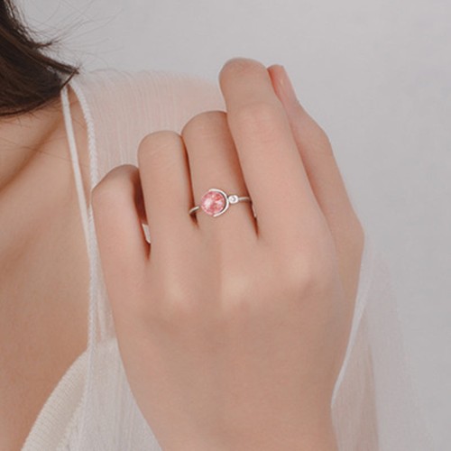 Pink Crystal Soothing Rotatable Ring