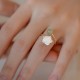 14K Gold Plated Tridacna Stone Rose Flower Jade Blessing Ring 14K Gold Plated Tridacna Stone Rose Flower Jade Blessing Ring