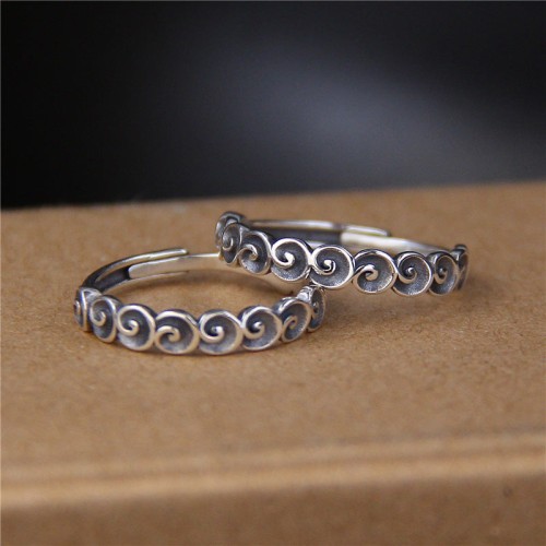 925 Silver Auspicious Clouds Engraved Ring 925 Silver Auspicious Clouds Engraved Ring