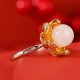 925 Silver White Jade Cyan Jade Success Ring 925 Silver White Jade Cyan Jade Success Ring
