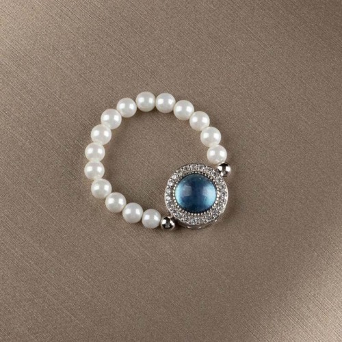 925 Silver Pearl Blue Chalcedony Healing Ring 925 Silver Pearl Blue Chalcedony Healing Ring