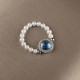 925 Silver Pearl Blue Chalcedony Healing Ring 925 Silver Pearl Blue Chalcedony Healing Ring
