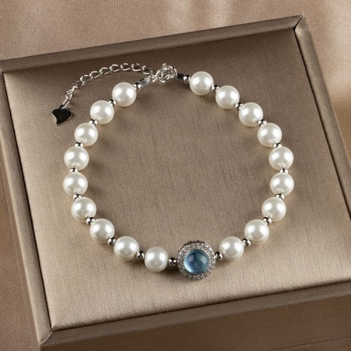 925 Silver Pearl Blue Chalcedony Healing Ring 925 Silver Pearl Blue Chalcedony Healing Ring