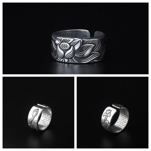 Tibetan Lotus White Copper Enlightenment Ring