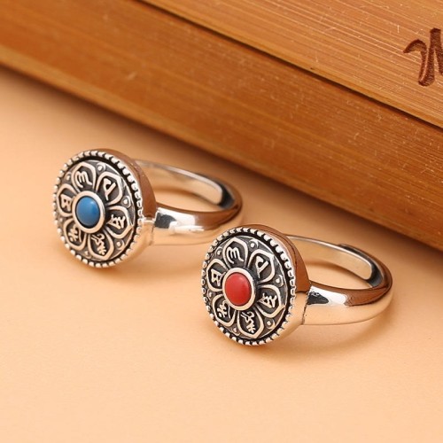 Tibetan Om Mani Padme Hum Peace Rotatable Ring