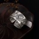 999 Sterling Silver Koi Lotus Heart Sutra Ring