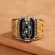 Tibetan Nine-Eye Dzi Bead Rotatable Wealth Ring
