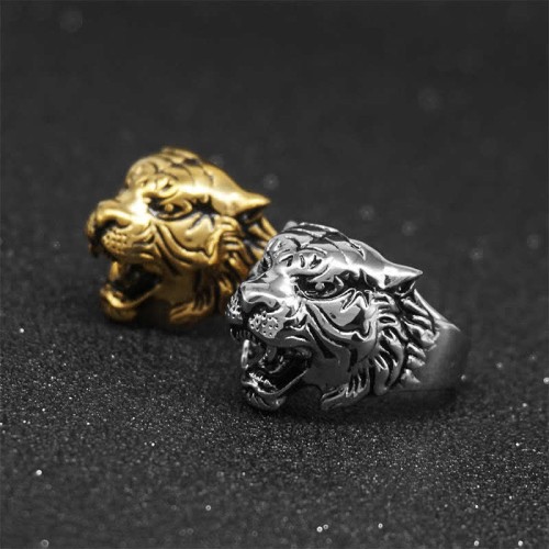 Men's Tiger Head Titanium Steel Punk Rock Ring Men's Tiger Head Titanium Steel Punk Rock Ring